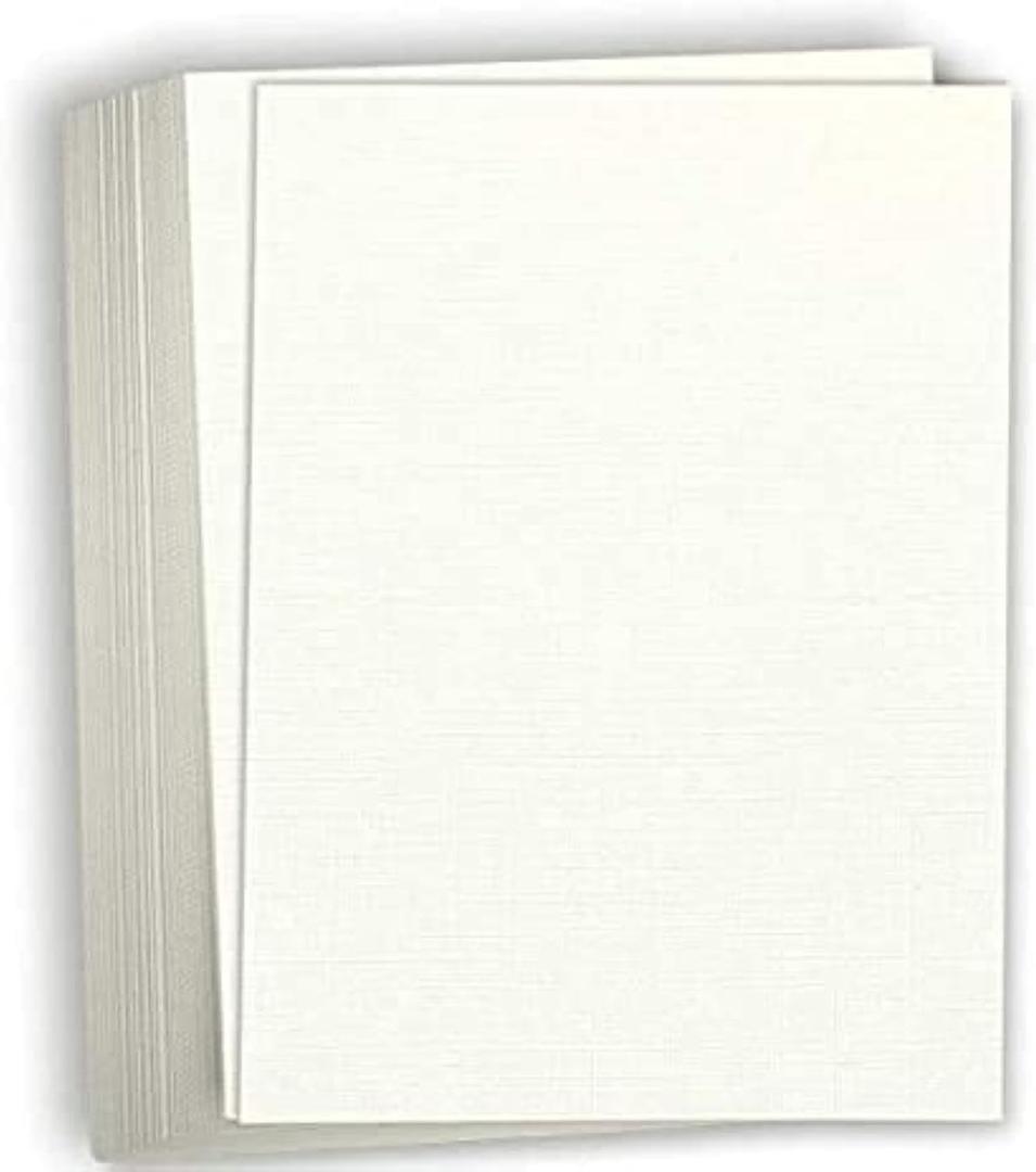 Hamilco Linen Textured Cardstock Paper 8 1/2 x 11" Blank Thick Heavy Weight 80 lb Cover Card Stock for Printer - 50 Pack (Natural)