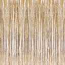 i-CHONY 2 Pcs 3.2ft x 8.2ft Champagne Gold Metallic Tinsel Foil Fringe Curtains Photo Booth Backdrop for Baby Shower Birthday Wedding Holiday Celebration Bachelorette Party Decorations