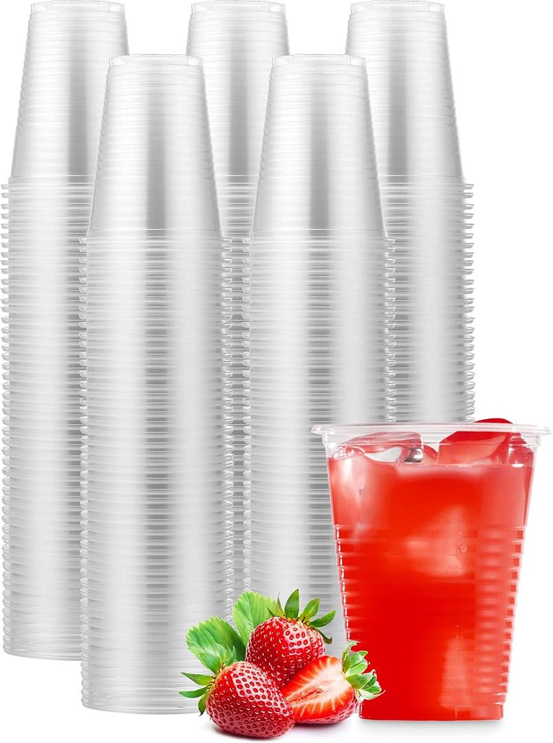 Munfix 500 Pack 7 Oz Clear Plastic Cups, Disposable Drinking Cups, Plastic Party Cups, Transparent Plastic Cups Bulk for Birthday Parties, Picnics, Ceremonies, and All Events