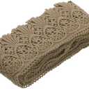 MECCANIXITY Cotton Lace Trim Vintage Crochet 3inch x 4.8yard Coffee Stretch Lace Edge Ribbon for DIY Scrapbooking Clothes Curtain Tablecloth Slipcover Fabric Wedding Decoration Gift Wrap