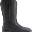 DREAM PAIRS Women's Cowboy Cowgirl Boots Embroidered Square Toe Mid Calf Western Boots Fashion Dress Chunky Low Heel Shoes for Theme Party Country Concert,Size 8.5,All Black