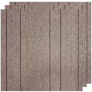 32 Carpets 20x20 inch Square Carpet Tiles, Reusable, Non Slip, Seamless Tiles, Suitable for Indoor and Outdoor use in bedrooms, Living Rooms, Offices, etc., Easy to DIY(Khaki stripe-09)