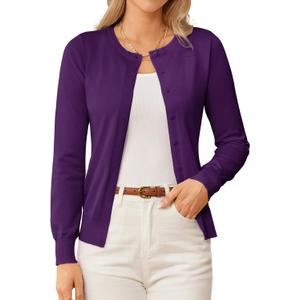 GRACE KARIN Purple Cardigan for Women Lightweight Dressy Button Down Sweater Spring Clothes Knit Cardigans Outfits 3XL