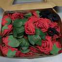 InnoGear Artificial Flowers, 50 Pcs Dark Red Foam Fake Roses Bulk with Stems for Mother's Gift Decoration Celebration DIY Wedding Bouquets Centerpieces Bridal Shower Party Christmas Tree