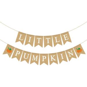Rainlemon Jute Burlap Little Pumpkin Banner Fall Baby Shower Gender Reveal Birthday Party Garland Decoration