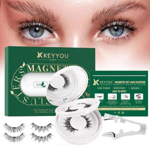 KEYYOU Reusable Magnetic Eyelashes 2 Pair with Applicator No Glue Needed 3D Natural Magnetic Lashes, Easy to Apply & Long Lasting for Daily Use & Events(A01+A05)