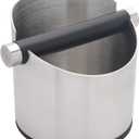 DIBTSA Espresso Knock Box, Stainless Steel Coffee Grounds Knock Box, With Removable Knock Bar and Non-Slip Rubber Base (Silver)