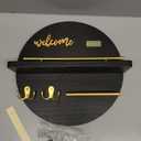 Key Holder for Wall, Key and Mail Holder Organizer with - Key Holder Wall Mount - Round Wooden Rustic Home Decor for Entryway, Mudroom, Hallway, Kitchen Office (Black)