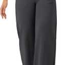Wide Leg Pants for Women Loose Yoga Pants with Pockets Petite/Regular/Tall Stretch Casual Lounge Pants (Black, XS)