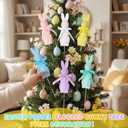 Kathfly 6 Pcs Large Easter Flocked Bunny Decoration 12 Inch Easter Pastel Flocked Bunny Tree Picks Flocking Rabbit Floral Picks Rabbit Ornament for Tree Topper Farmhouse Party Decor Home