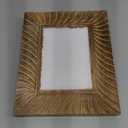 Hand Carved Mango Wood 5x7 Picture Frame with Real Glass  Brown Ridged Pattern Vintage Wood Frame for Tabletop or Wall Mount Use  Rustic Home Decor for Home & Memories