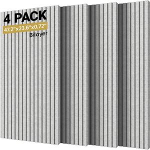 TONOR 4-Pack Bilayer Acoustic Panels Large Self-adhesive, 47.2 * 23.6 * 0.72 Adhesive Wall Panel, Large Soundproof Tiles for Echo Absorbtion, Acoustical Barrier of Polyester Fiber, Grey