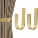2 Pack Modern Curtain Holdbacks Curtain Tiebacks Wall Mount Solid Aluminum U Shaped Curtain Wall Hooks Curtain Pull Backs Curtain Holders Curtain Tie Backs for Curtain (2, Gold)