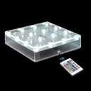 LARDUX Square LED Light Base with Remote -5 Inch Multicolor Display Pedestal Light Base for Effiel Tower Vase Crystal Glass Art LED Pedestal Base - Charging USB or Battery Powered