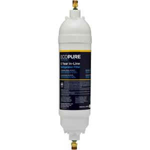 EcoPure EPINL30 5 Year in-Line Refrigerator Filter-Universal Includes Both 1/4" Compression and Push to Connect Fittings , White