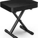 GLEAM Keyboard Bench Padded Cushion X-Style Height Adjustable 16.5''-18.5'', Piano Stool, Keyboard Chair, Black