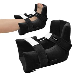 SPRING SEAON Heel Protectors for Pressure Sores, Walkable Heel Boots with Hot/Cold Pack Pocket, Silver Fox Plush Ankle Pillow for Heel Pain Relief, Adjustable Foot & Ankle Straps (1 Piece, Black)