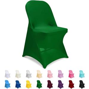 ManMengJi Spandex Chair Covers, 6 PCS Folding Chair Covers, Universal Fitted Chair Slipcovers for Wedding, Party, Banquet, Holidays, Celebration (Forest Green)