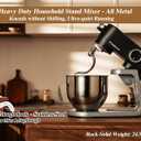 All Metal Stand Mixer 5.3 Quart with 4 Stainless Steel Attachments, Heavy Duty Dough Mixer with DC Motor, Lower Noise, Verstile Mixer with Power Hub, 8-Speed & Timer (Black)