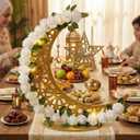 Novabright 27.5 in Eid Mubarak Stand Moon Light Decor LED Large Ramadan Lanterns Decorations Lighted Moon Shaped Wreaths for Muslim Home Office Bedroom Floor Yard Lawn Islamic Outdoor Decor