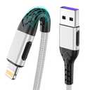 Durcord iPhone Charger, [ MFi Certified] 3Pack 6FT USB A Cable for Lightning Charger Cable, Fast iPhone Charging Cord Compatible with with iPhone Xs Max/XS/XR/X/8/7/6S/6/Plus/SE/iPad(Bright Silver)