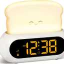 Kids Alarm Clocks for Bedroom, Cute Digital Clock with Night Light, 10 Ringtones, 10 Volumes, Nap Timer, Brightness Dimmer, Snooze, Bedside Alarm Clocks for Boys Girls Teens Birthday Gift, Plug-in Use (White)