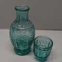 Elle Decor Vintage Bedside Water Carafe with Tumbler Glass  Elegant Pitcher and Matching Drinking Cup Doubles As Lid (Green)