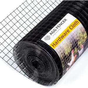 16in x 10ft Black Hardware Cloth 1 inch 16Ga PVC Coated Wire Mesh Vinyl Coated Fence, Welded Metal Chicken Wire Fencing Roll, Garden Plant Fencing, for Chicken Coop and Home Improvement