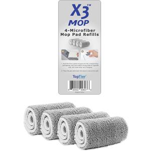 X3 Mop Replacement Microfiber Cleaning Pads, 4 Pack of Reusable Flat Mop Heads (Pads fit Original X3 Mop Only)