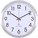 Atomic Analog Wall Clock, 14Inch Radio Controlled Sets Automatically Wall Clock, Aluminum Frame WallClock for Home School Office (White)