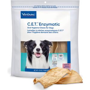 Virbac C.E.T. Enzymatic Oral Hygiene Chews for Dogs, Medium - Plaque & Tartar Control - Single Layer Beefhide with Exclusive Dual-Enzyme System & Tasty Chicken Flavor - Easy to Give Dog Dental Chew