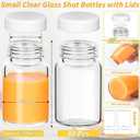 80 Pack 2 oz Glass Shot Bottles with White Lids Small Clear Glass Jar for Ginger Shot Mini Juice Bottle Reusable Wide Mouth Travel Cup Leakage-Proof with Labels for Wellness Juice Milk Potion Liquids