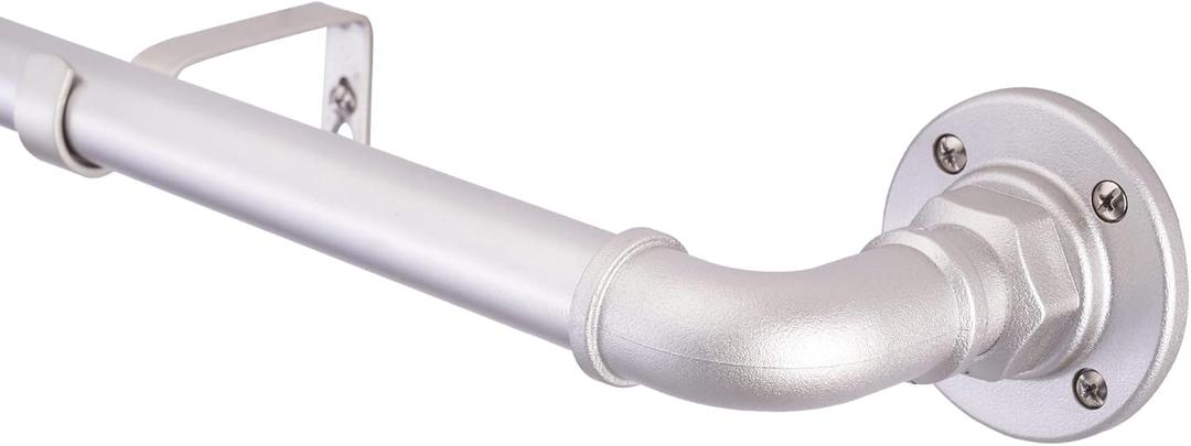 1" Industrial Curtain Rods for Windows 36 to 72 Outdoor Curtain Rod for Patio Blackout Drapery Rods Industrial Heavy Duty Curtain Rods Ceiling Curtain Rod Bedroom Silver