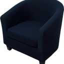 WOMACO 2 Pieces Club Chair Slipcover Printed Stretch Armchair Tub Round Barrel Swivel Chair Covers withc Cushion Cover Elastic Bottom Sofa Furniture Protector for Tullsta (2, Navy)