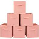 Stero 13x13x13 Inch Fabric Storage Bins 6 Pack Fun Colored Durable Storage Cubes with Handles Foldable Cube Baskets for Home, Kids Room, Closet and Toys Organization Pink