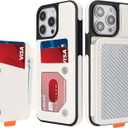 GUERNICA for iPhone 14 Pro (6.1") Case Wallet with Card Holder, RFID Blocking Leather Protection, Shockproof Women Men Phone Case for Apple 14 Pro, A - Silver White
