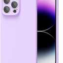 oakxco for iPhone 14 Pro Max Case Silicone Rectangle Edge Corner, Y2k Soft Rubber Cute Phone Case for Women, Girly Aesthetic Trendy Design with Camera Cover, Purple Lavender Lilac