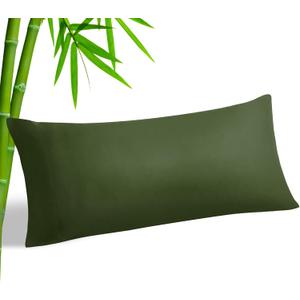 BEDELITE Body Pillow Cover, Rayon Made from Bamboo, Cooling Body Pillow Pillowcase for Hot Sleepers and Night Sweats, Breathable & Silky Soft Full Long Pillow Case Cover (Olive Green, 20x54 Inches)