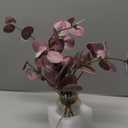 Muhanjia Artificial Eucalyptus Stems in Glass Vase with Faux Water,3Pcs Fake Plant with Double-Sided Purple Leaves for Centerpiece(Double-Sided Purple Eucalyptus)