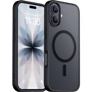 Red2Fire Designed for iPhone 17 Case Magnetic, (Compatible with MagSafe) (Military Grade Drop Protection) Translucent Matte Shockproof Phone Case for iPhone 17 6.3"-Black