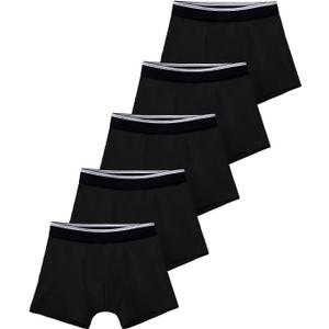 TIICHOO Boys Incontinence Underwear Washable Cotton Kids Incontinence Boxer Briefs 5 Pack (Black, L)