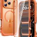 Diaclara Magnetic Designed for iPhone 17 Pro Max Case Full Body Bumper[Compatible with MagSafe] Military Drop Proof Cover with Built-in Touch Sensitive Anti-Scratch Screen Protector,Orange