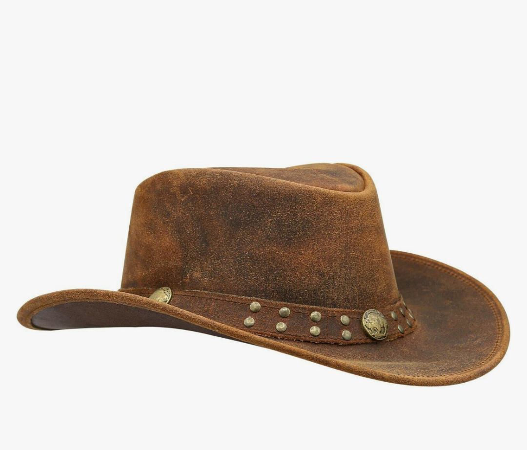 SideWinder Australian Cowboy Leather hat Unisex Adult for Men and Women Shapeable Outback Western Style Wide Brim 2XL