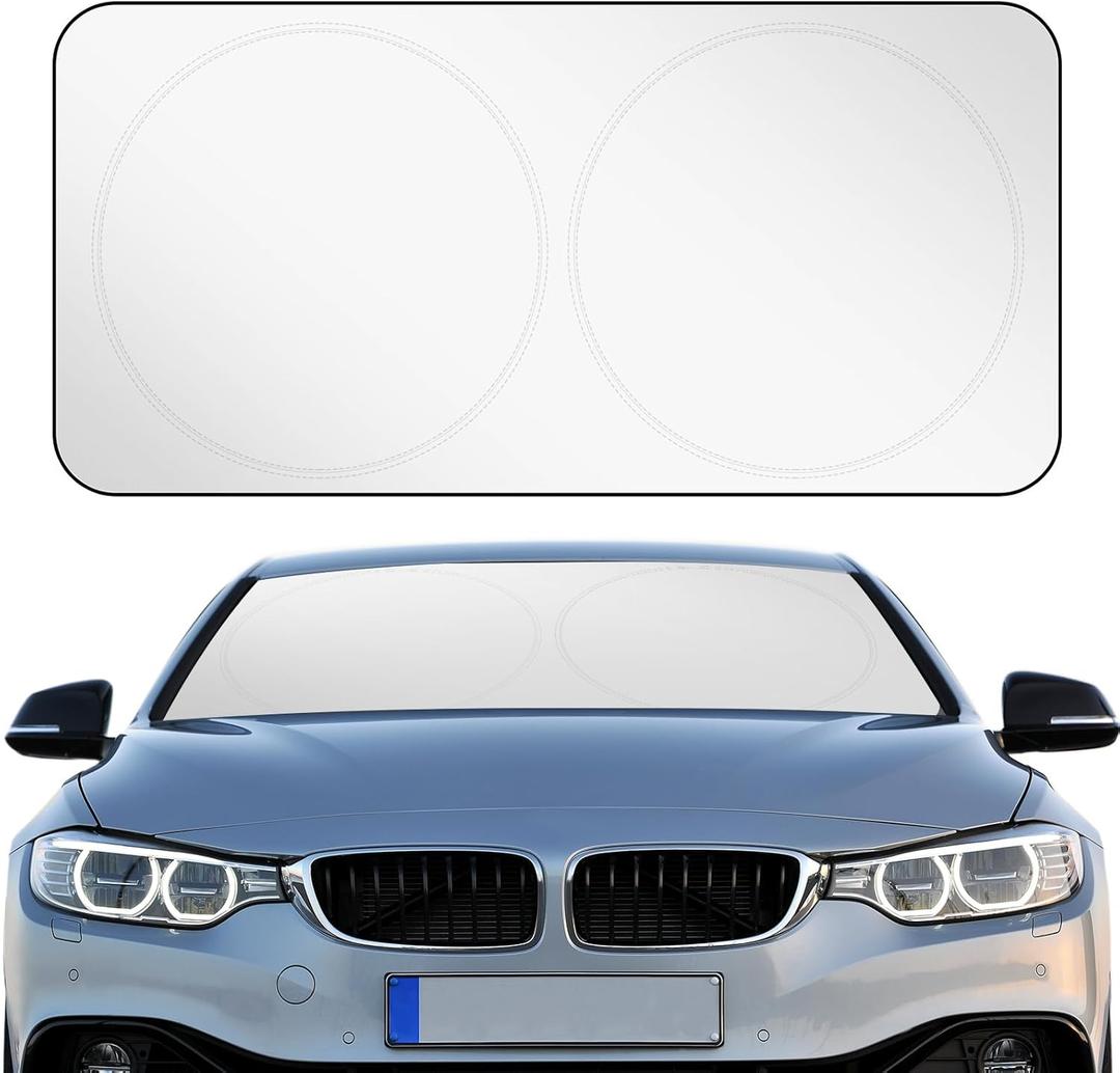 Woanger Windshield Sun Shade Foldable Car Front Window Covers for Car Accessories Sun Heat UV Rays Visor Protector Protection for Universal Cars SUV Truck (Solid Style)