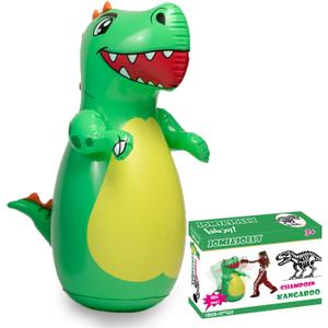Inflatable Dino Punching Bag for Kids - Durable Bop Bag Toy With Instant Bounce Back, Dinosaur Toys for Ages 3-7, Great for Boys and Girls (47" Tall)