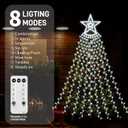 350 LED Christmas Decorations Star String Lights Waterproof Waterfall StarLights 8 Light Modes Remote & Timer,Waterproof Seasonal Lighting Decor for Home Xmas Tree Yard Wedding Party (Cool White)