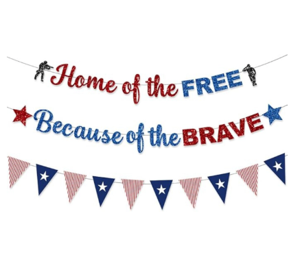 Memorial Day Decorations Banner Thank You Veterans Days Glitter Blue Red Sliver 4th of July Patriotic for Memorial Day Office Home Outdoor Indoor Party Decor NO DIY