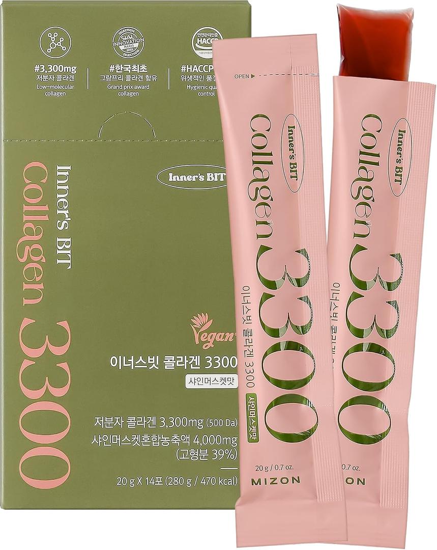 MIZON INNERSBIT Collagen Jelly 3300, 14 Sticks, Vegan Korean Snack