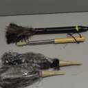 Ostrich Feather Dusters for Cleaning Kit - Reusable Soft Feather Duster Extendable to 49 inches for Cleaning Ceiling Fan, High Ceiling, Blinds & Retractable Small Duster for Keyboard, Car (Brown)