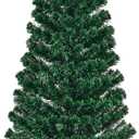 6 Foot Pre-Lit Fiber Optic Christmas Tree with Color-Changing Lights and Glowing Star Topper, Artificial Holiday Decor for Living Room or Office